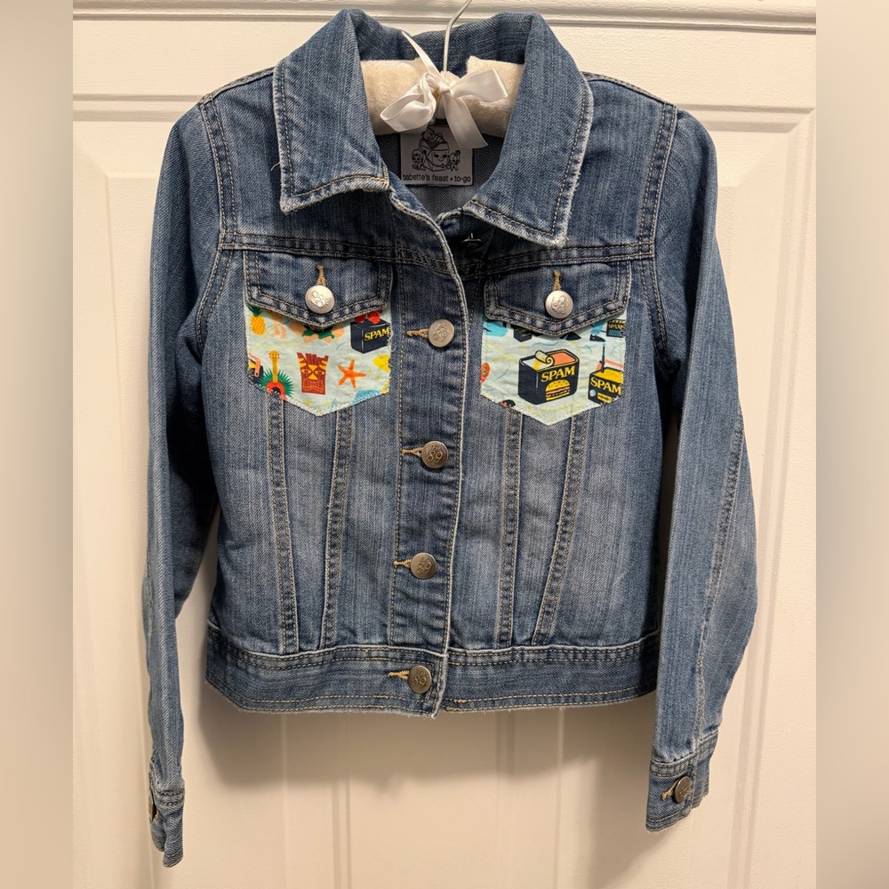 Blue Denim Kids Jean Jacket with Fun SPAM Patch Pockets